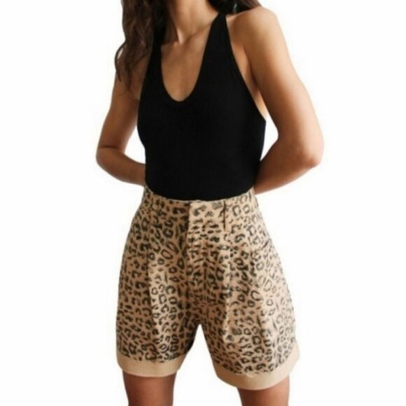 Free people we the free leopard print raw hem high waist short size 26 - Picture 2 of 8